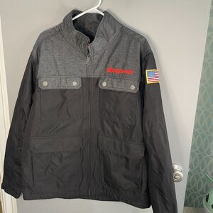Snap-On Tools Mens L Black and Gray Embroidered Legend Jacket